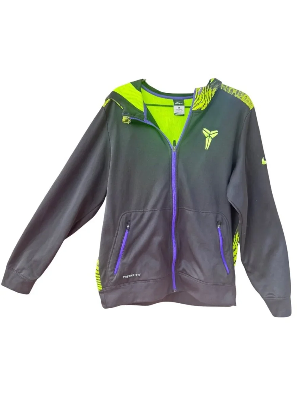 Nike Kobe Bryant Therma-Fit Full Zip Hoodie Jacket Mens Size M Gray Black Purple